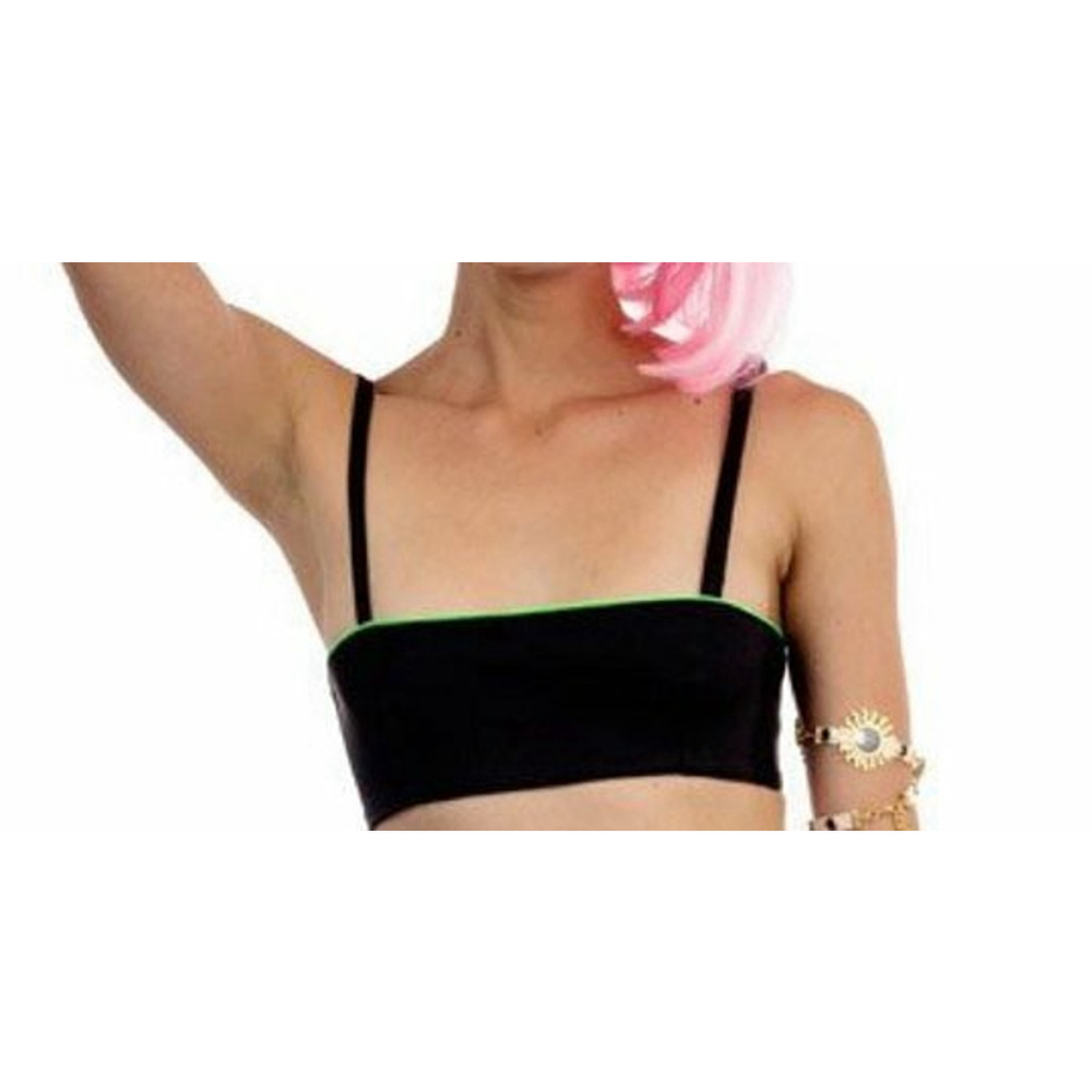 Maria KE Fisherman Bralette Size Large Coated Black Neon‎ Green Trim Top